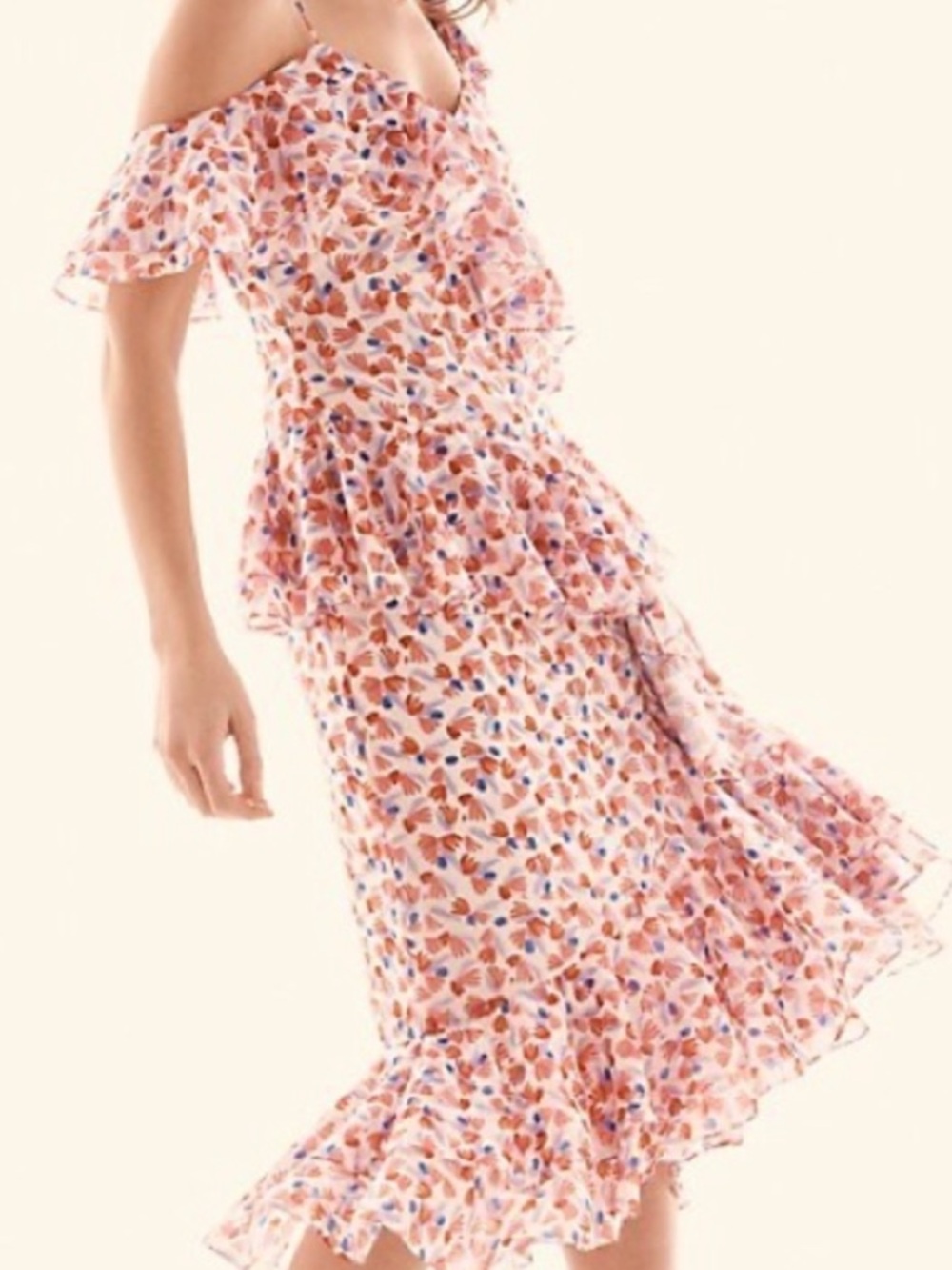 Amur Dylan Ruffle Midi Dress in White - Picture 2 of 13